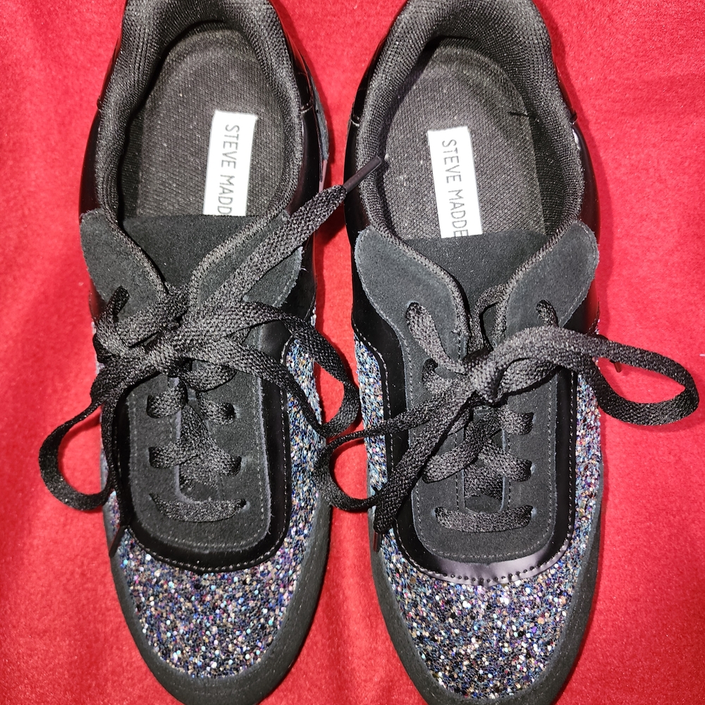 Steve Madden Black Glitter Sneakers